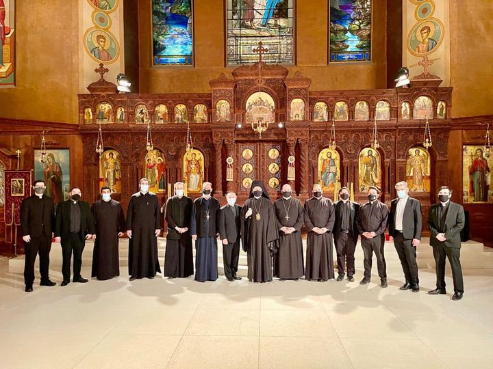 His Eminence Archbishop Elpidophoros of America visited with the clergy from the parishes of Manhattan
