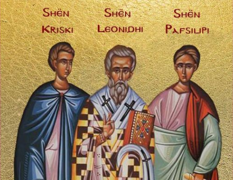 Dëshmor Kriski. Hierodëshmor Leonidhi/Leonidha i Athinës. Dëshmor Sukia bashkë me shokët e tij. Oshënar Paterni.