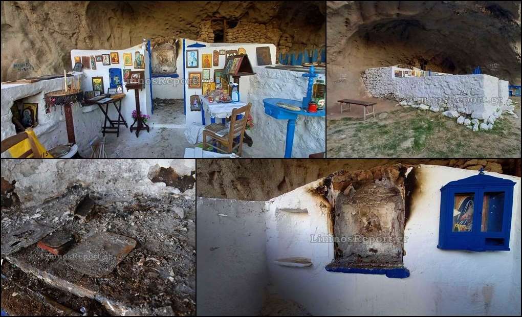 Λήμνος: Κάηκε το τέμπλο στην εκκλησιά χωρίς σκέπη