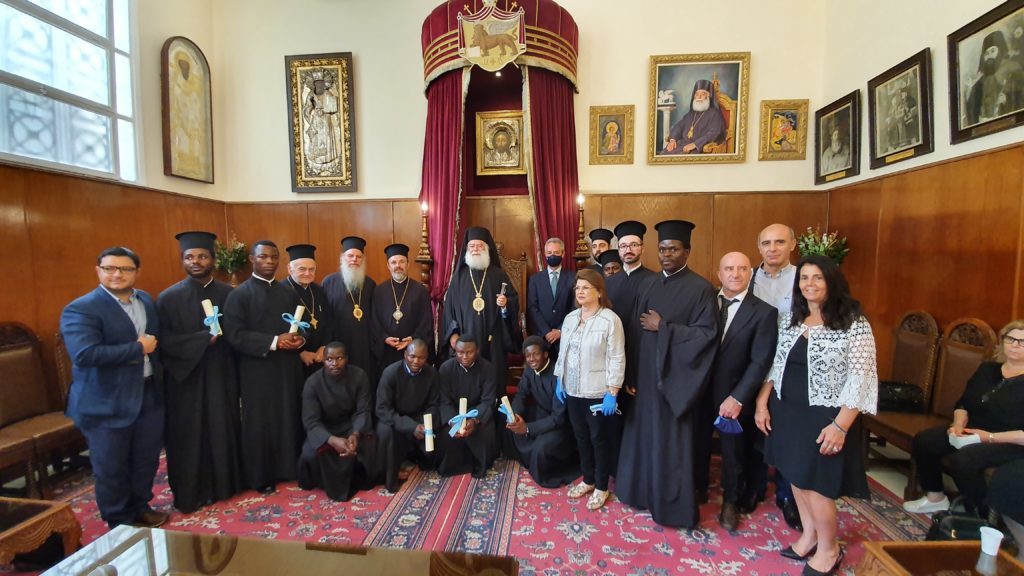 Patriarch of Alexandria hands diplomas to eight African seminary school graduates