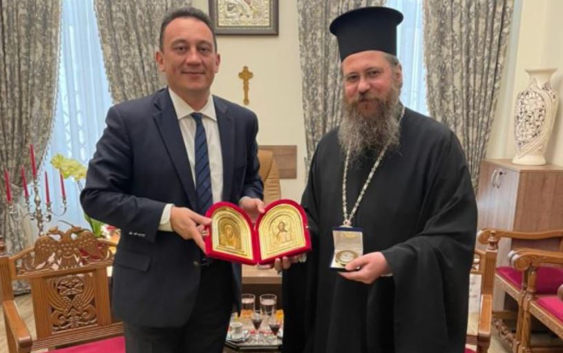 Greek Dep. FM Vlasis received by Bulgarian Patriarch Neofyt’s auxiliary Bishop in Sofia