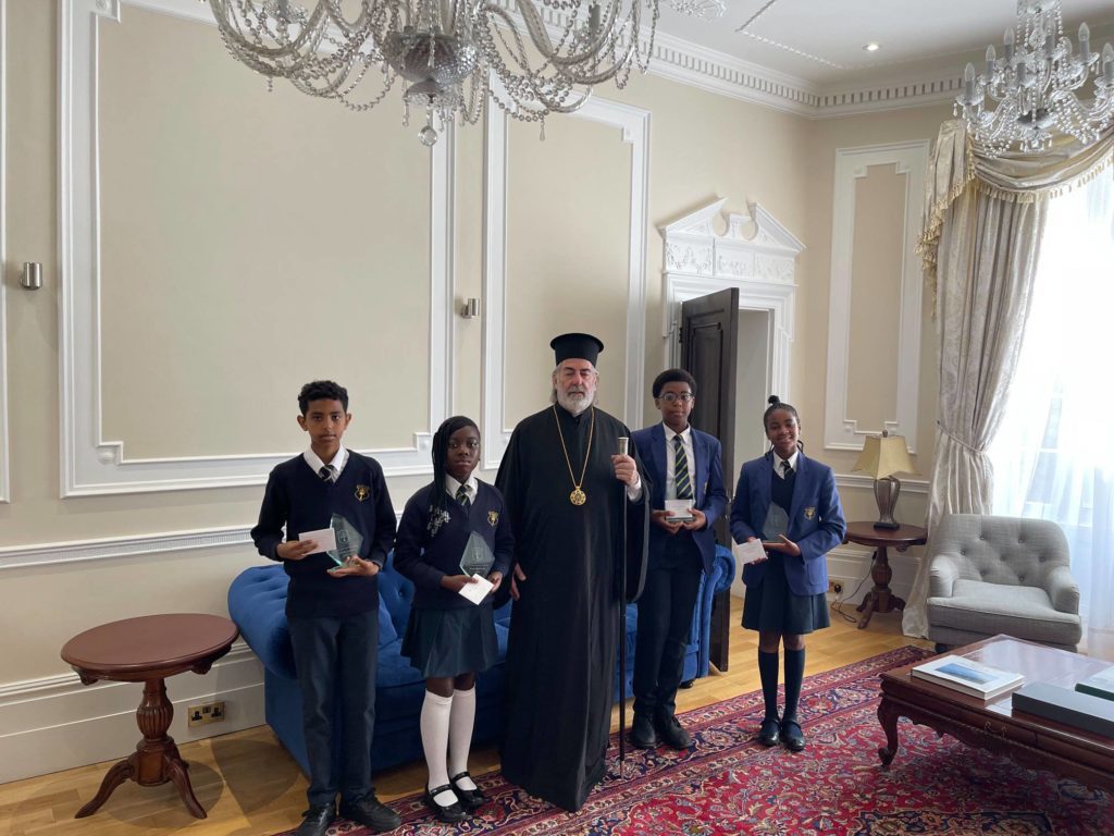 Archbishop of Great Britain Nikitas welcomes head master, pupils of St. Cyprian’s Greek Orthodox School