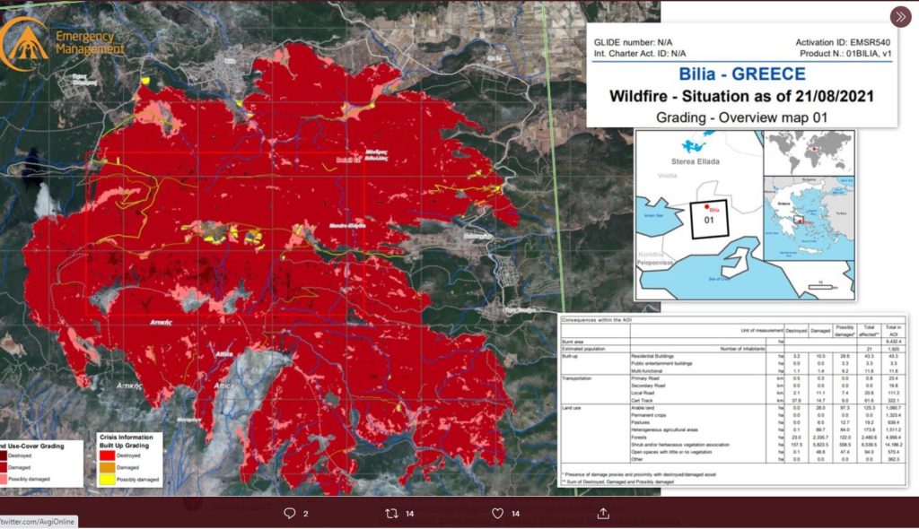 Πάνω από 94.000 καμένα στρέμματα στα Βίλια