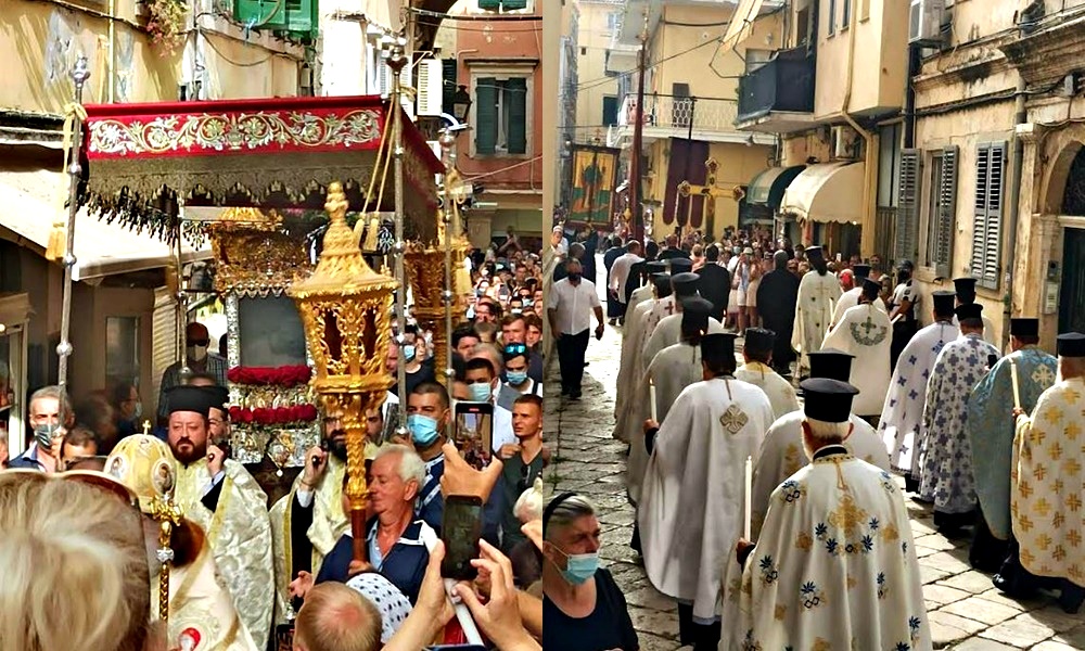 Λιτάνευση του Αγίου Σπυρίδωνα στα καντούνια της Κέρκυρας