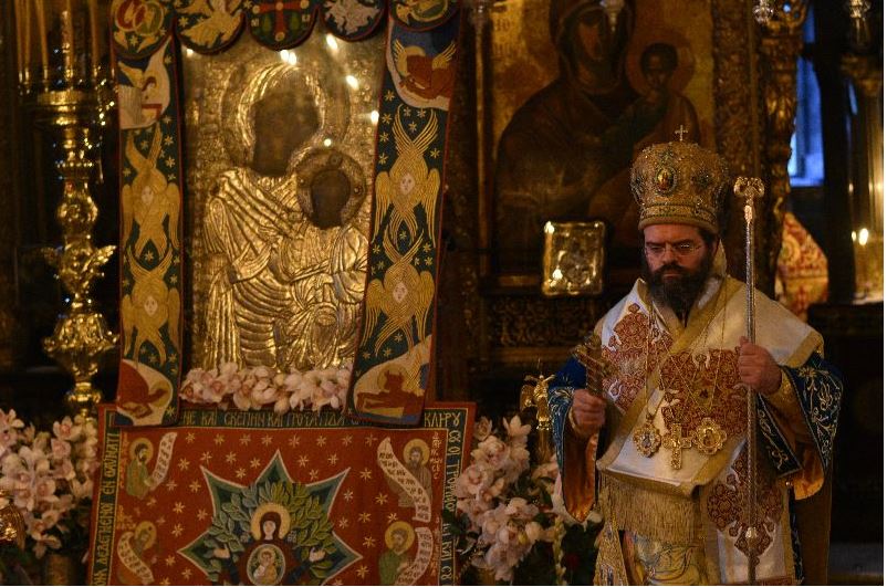 Metropolitan of Maronia & Komotini on Mt. Athos for Great Feast of the Dormition (based on Julian calendar)