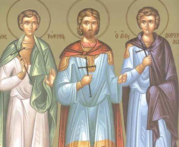 Μνήμη των Αγίων μαρτύρων Τροφίμου, Σαββατίου και Δορυμέδοντος
