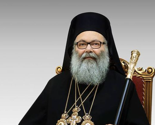 البطريرك يوحنا العاشر مهنئاً بشيخ عقل الطائفة الدرزية